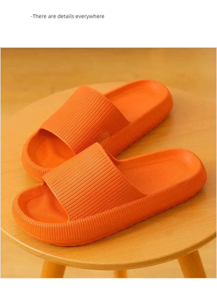 EVA Thick Sole 4cm Beach Slippers Cloud-Like Comfort Home Use Couple Height Increasing Indoor Solid Color Summer Sandals