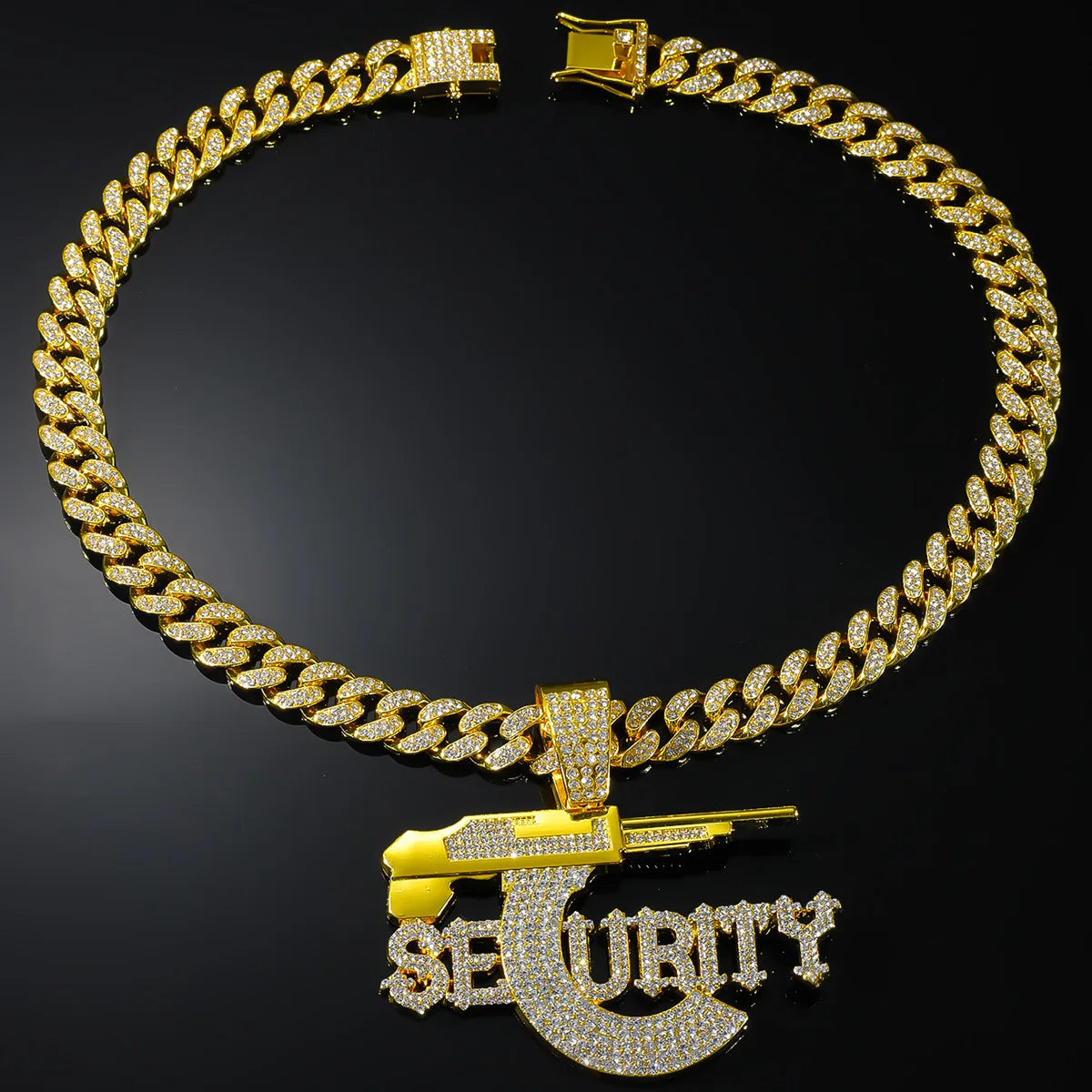 SEURITY Letters Pendant with Cuban Necklace HipHop Fashion