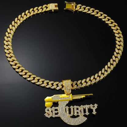 SEURITY Letters Pendant with Cuban Necklace HipHop Fashion