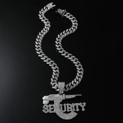 SEURITY Letters Pendant with Cuban Necklace HipHop Fashion