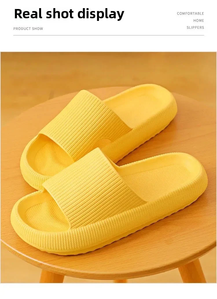 EVA Thick Sole 4cm Beach Slippers Cloud-Like Comfort Home Use Couple Height Increasing Indoor Solid Color Summer Sandals