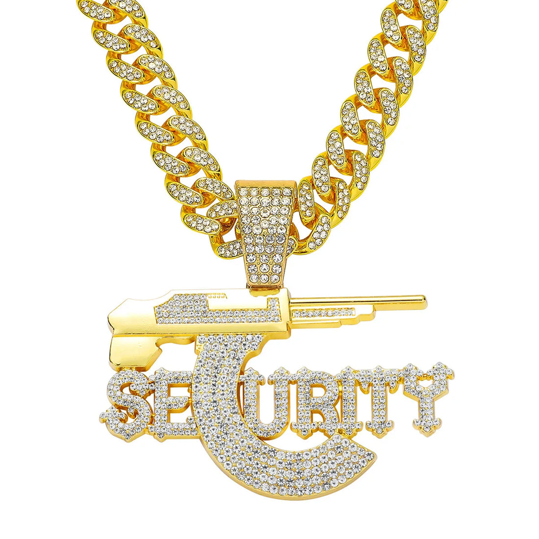 SEURITY Letters Pendant with Cuban Necklace HipHop Fashion