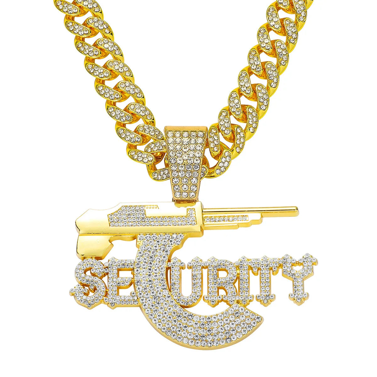 SEURITY Letters Pendant with Cuban Necklace HipHop Fashion