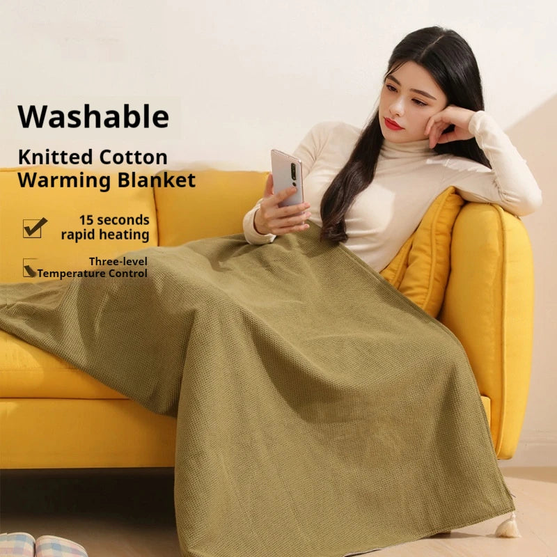 USB Electric Heated Blanket Wearable Heated Blanket Washable Warmer Blanket Adjustable 3 Levels Temperature Machine for Women