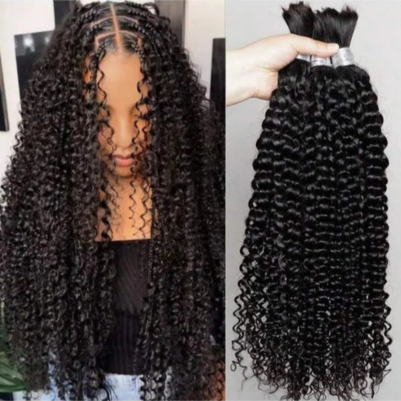 Human Hair Bulk For Braiding 2 Bundles Deep Wave Human Hair.