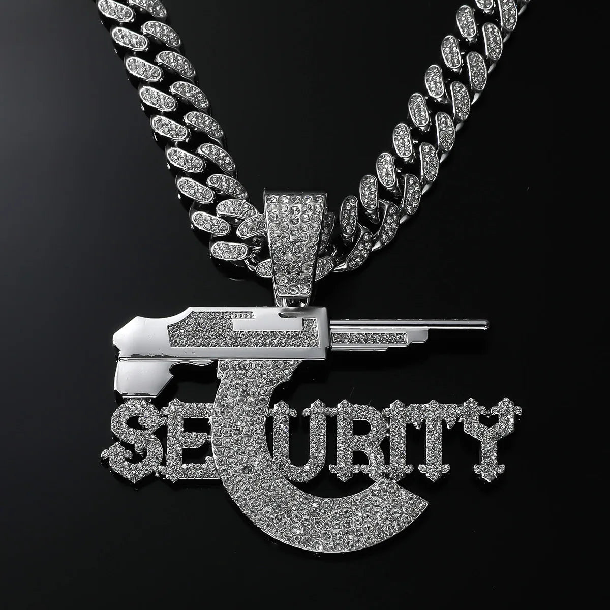 SEURITY Letters Pendant with Cuban Necklace HipHop Fashion