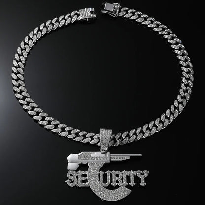 SEURITY Letters Pendant with Cuban Necklace HipHop Fashion