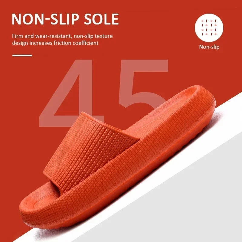 EVA Thick Sole 4cm Beach Slippers Cloud-Like Comfort Home Use Couple Height Increasing Indoor Solid Color Summer Sandals