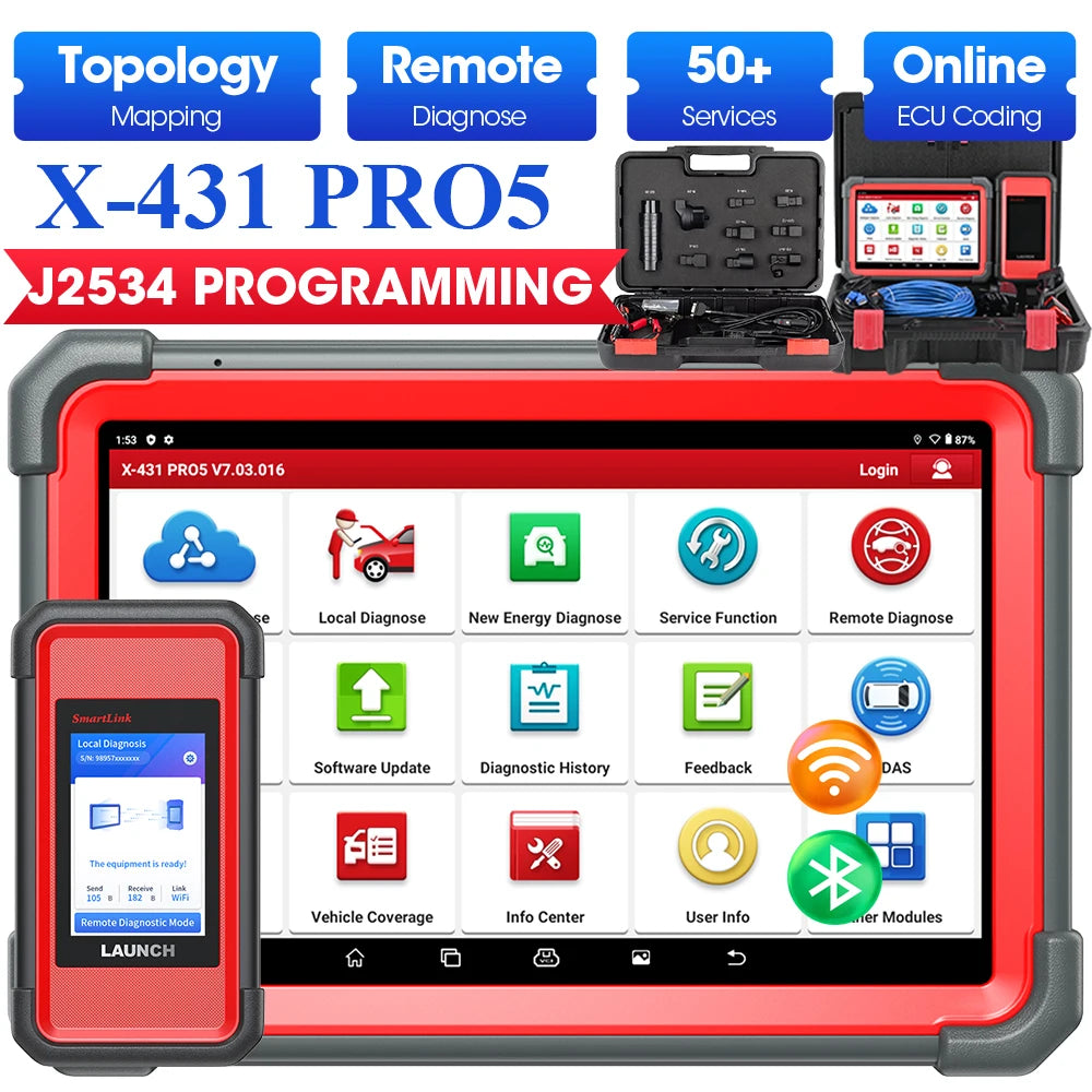 Launch X431 PRO5 Diagnostic Tools ECU Programming Tool with J2534 SmartBox/SmartLink OBD2 Scanner OBDII Launch PRO5