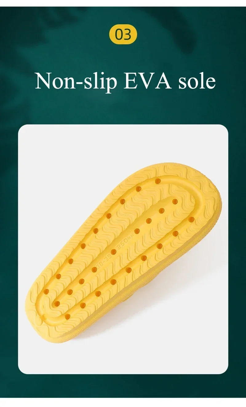 EVA Thick Sole 4cm Beach Slippers Cloud-Like Comfort Home Use Couple Height Increasing Indoor Solid Color Summer Sandals