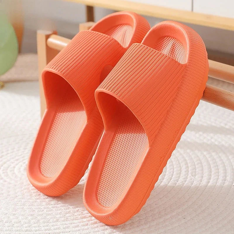EVA Thick Sole 4cm Beach Slippers Cloud-Like Comfort Home Use Couple Height Increasing Indoor Solid Color Summer Sandals