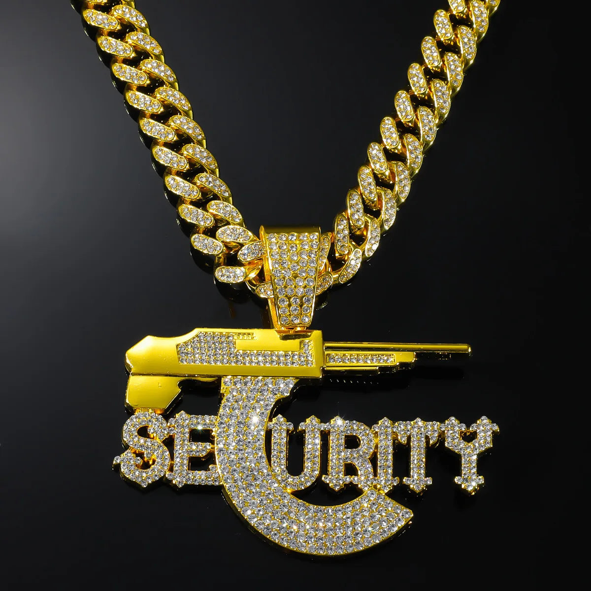 SEURITY Letters Pendant with Cuban Necklace HipHop Fashion