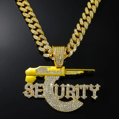 SEURITY Letters Pendant with Cuban Necklace HipHop Fashion