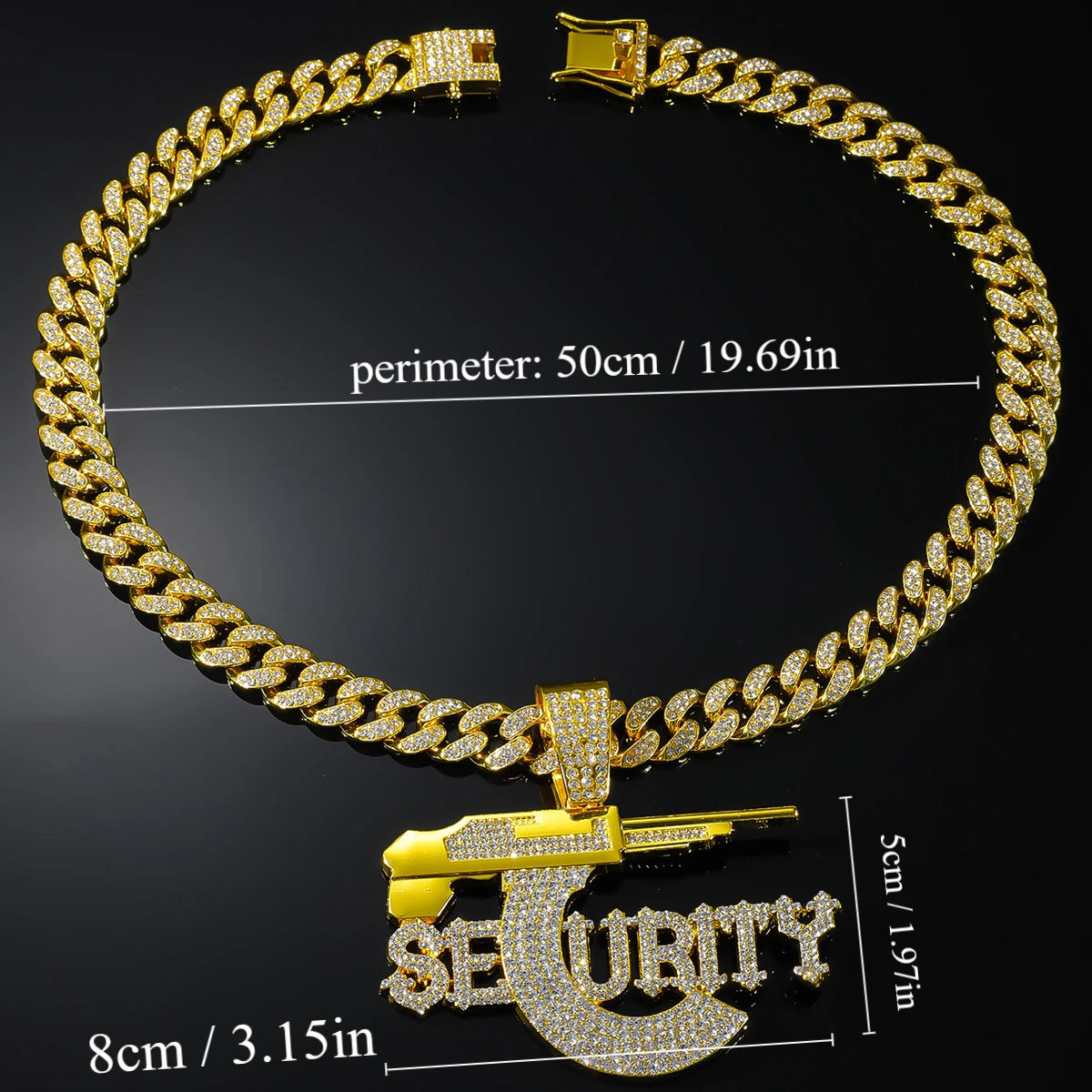 SEURITY Letters Pendant with Cuban Necklace HipHop Fashion