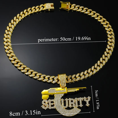 SEURITY Letters Pendant with Cuban Necklace HipHop Fashion